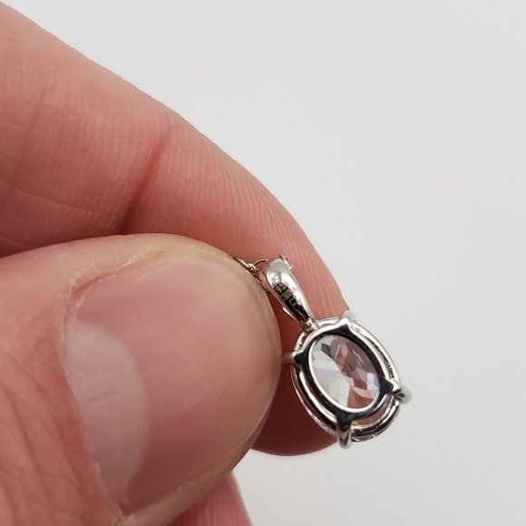 18 Inch 925 Sterling Silver Stunning Oval Cubic Zirconia Gem Necklace - Picture 4 of 7